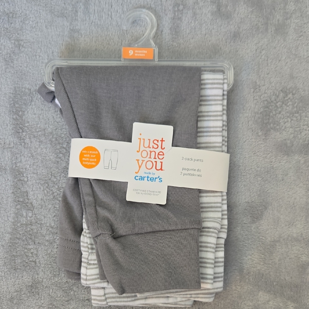 Carter's Gray and White Casual Bottoms with Striped Detail